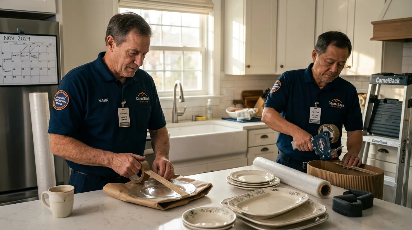 Professional crew packing kitchen dishware in Naples, FL